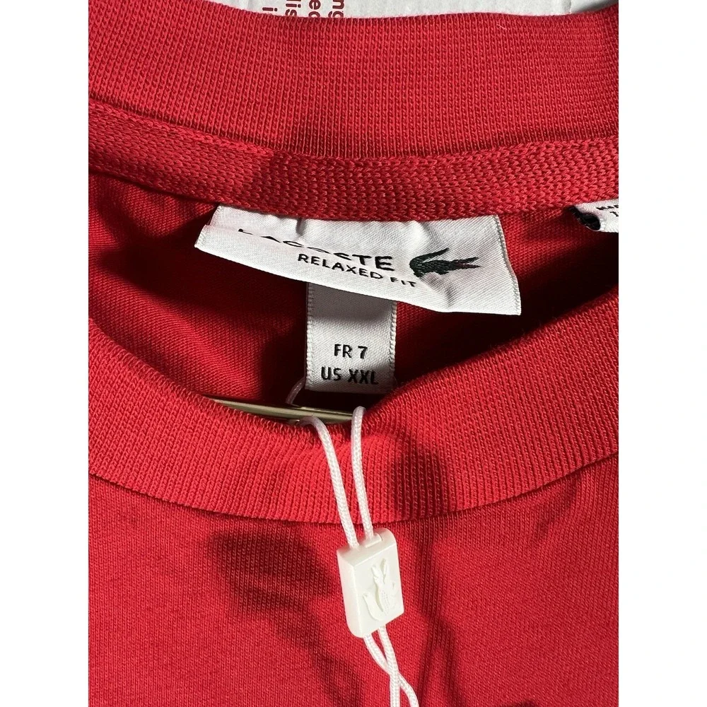 BNWT Lacoste Men's Relaxed Fit Long Sleeve T-Shirt Red $120 XXL SOLD OUT - Picture 6 of 8